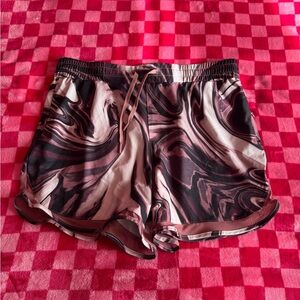 Pink Maroon Marble Print Women's Running Shorts